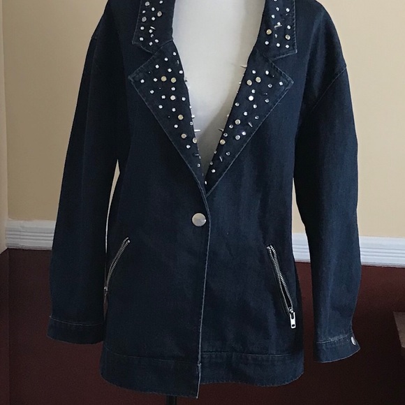 Jean Jacket Hand Painted Steampunk Owl - Picture 2 of 7